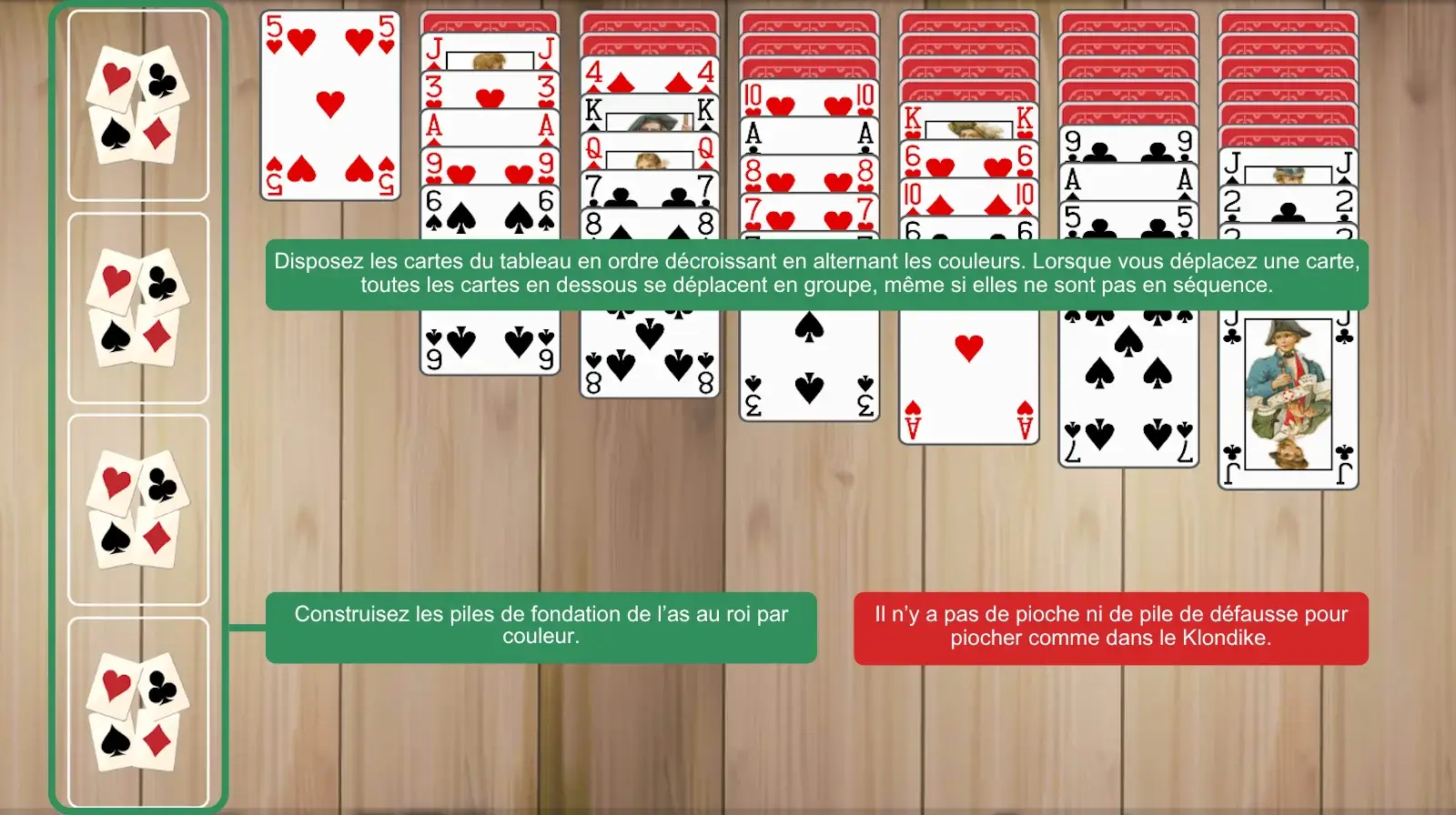 Configuration du solitaire Yukon